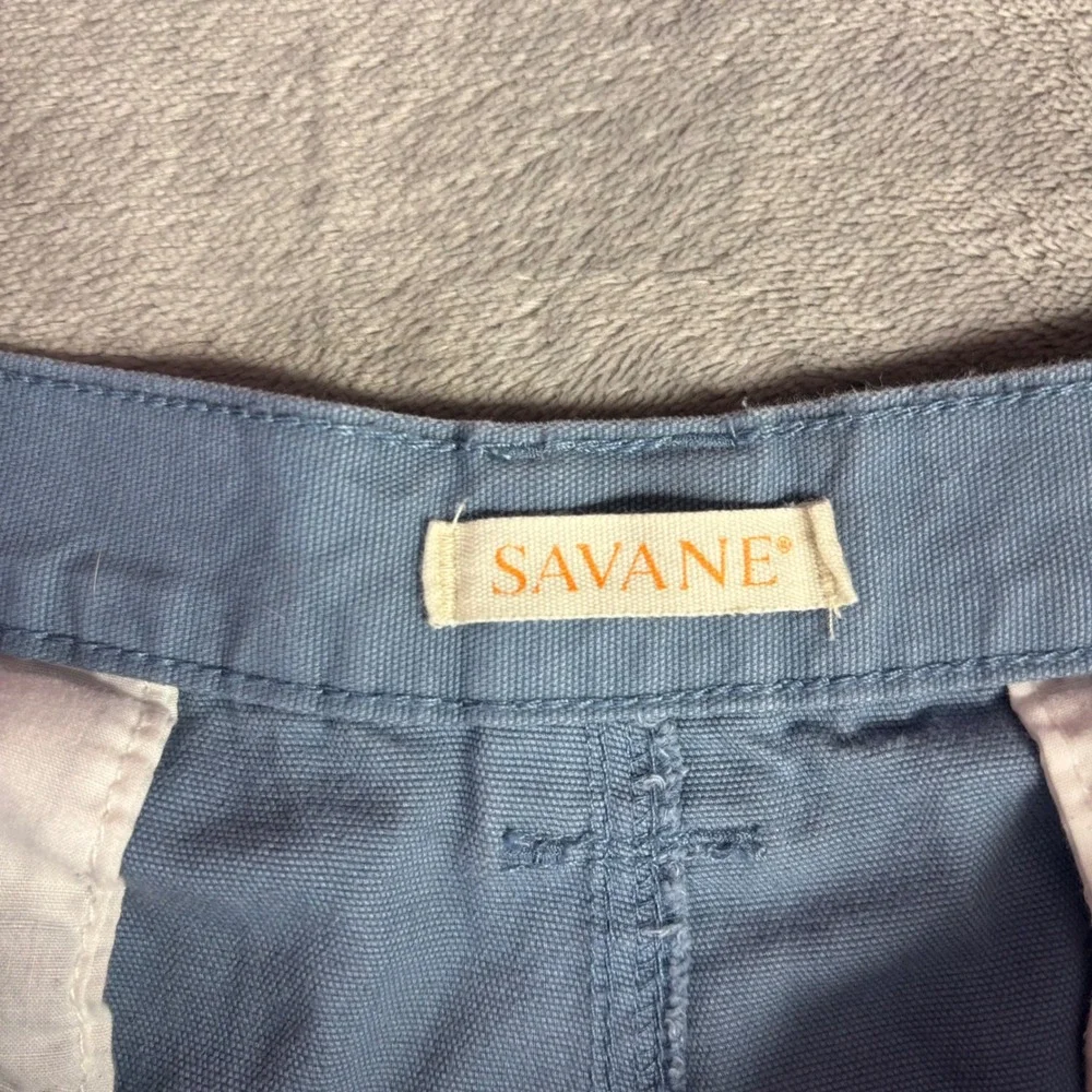 Savane Cargo Shorts Mens 38 (36x8) Blue Gray Cotton Canvas Elastic Waist Utility